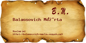 Balassovich Márta névjegykártya